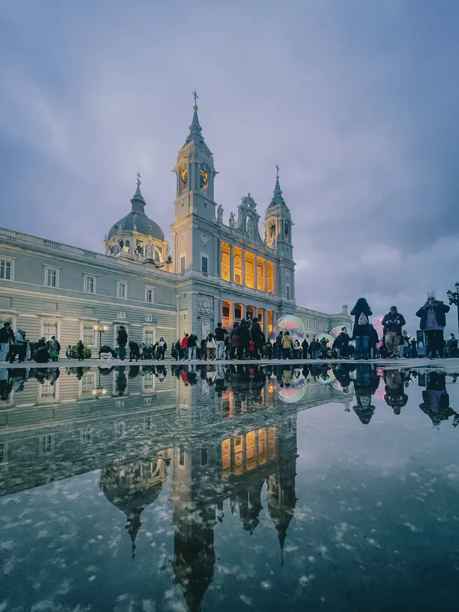 Almudena Cathedral at blue hour, Madrid